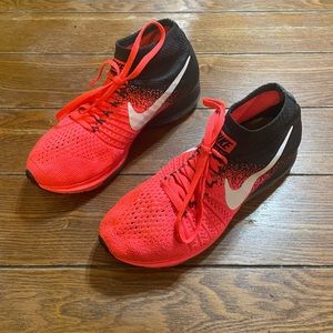 Nike Women's Zoom All Out Flyknit Orange Black Sz 7.5  Running Shoes